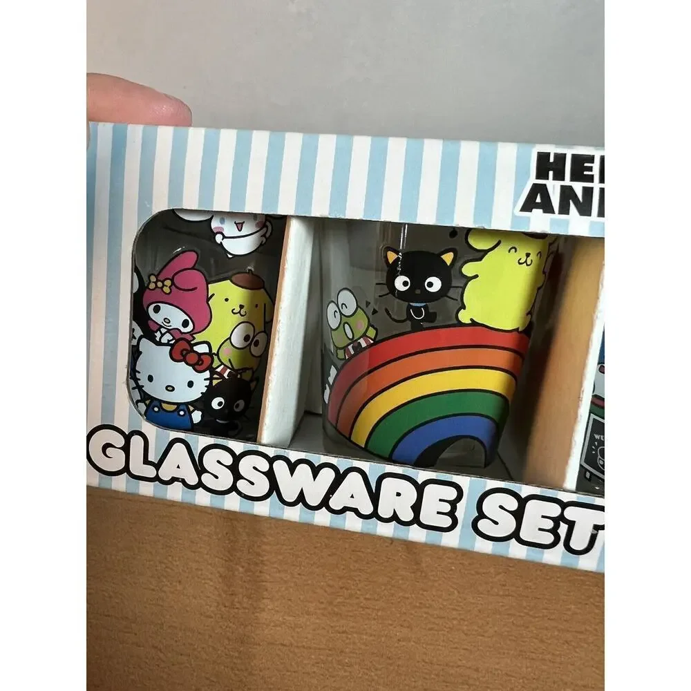 Hello Kitty & Friends Glassware SET OF 4 1.5 Oz Glasses Multicolor